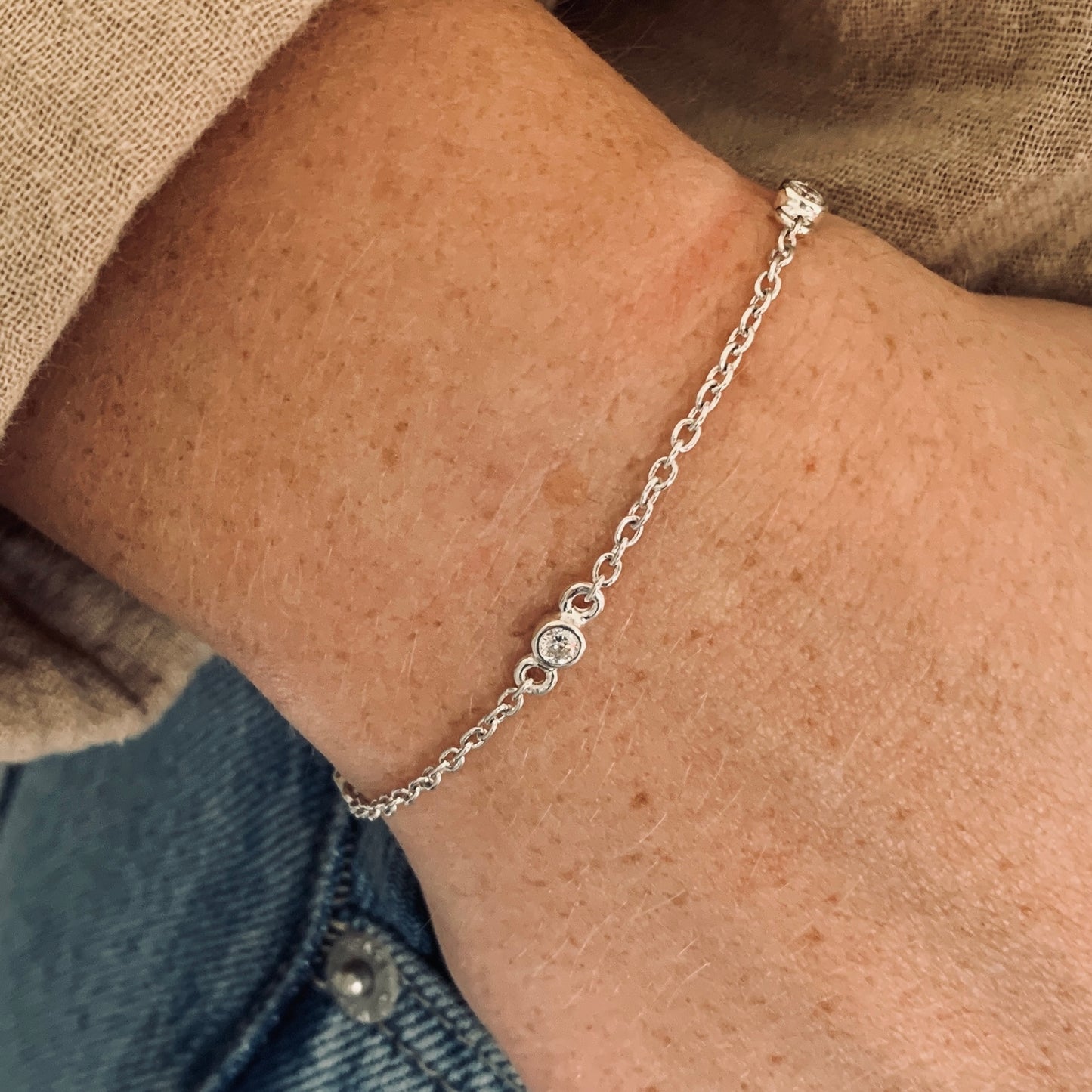 Trilogy Bracelet with 3x 3mm, 0.10ct. Diamonds.