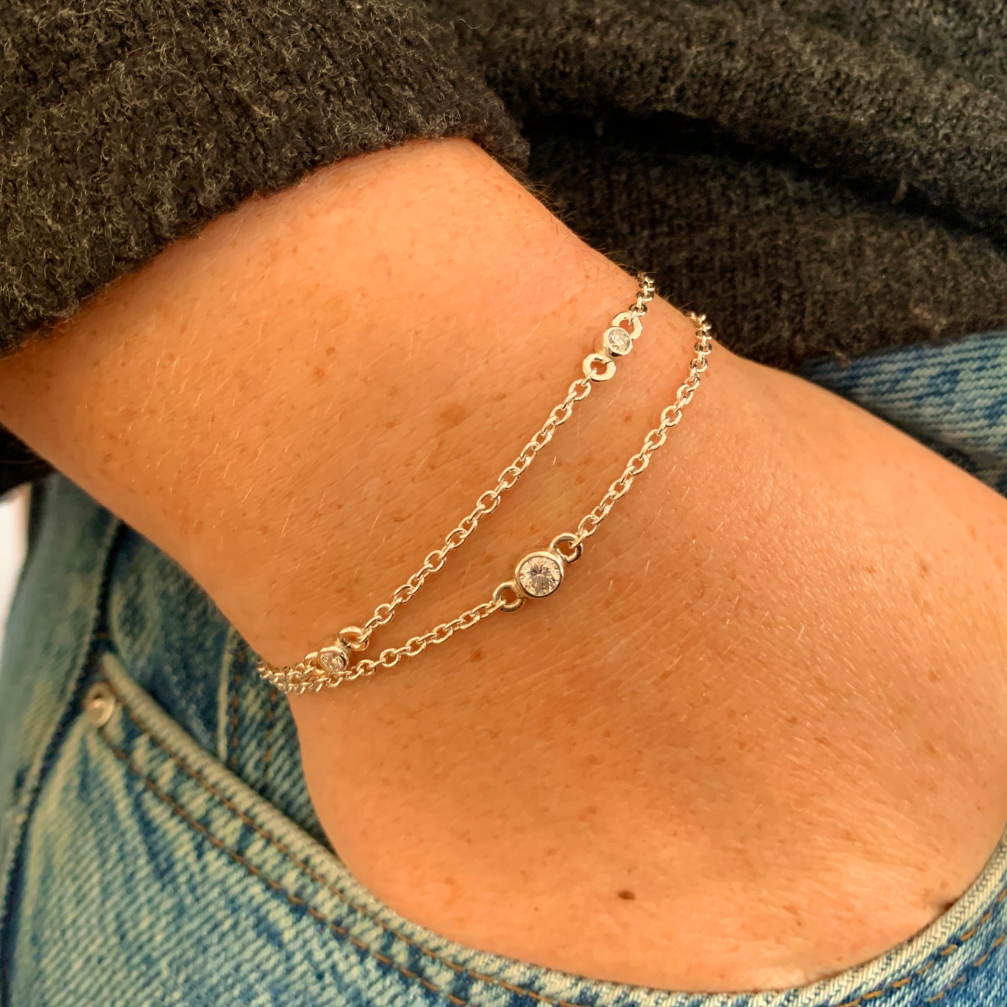 Trilogy Bracelet inset with 3x2.5mm, 0.06ct. Diamonds