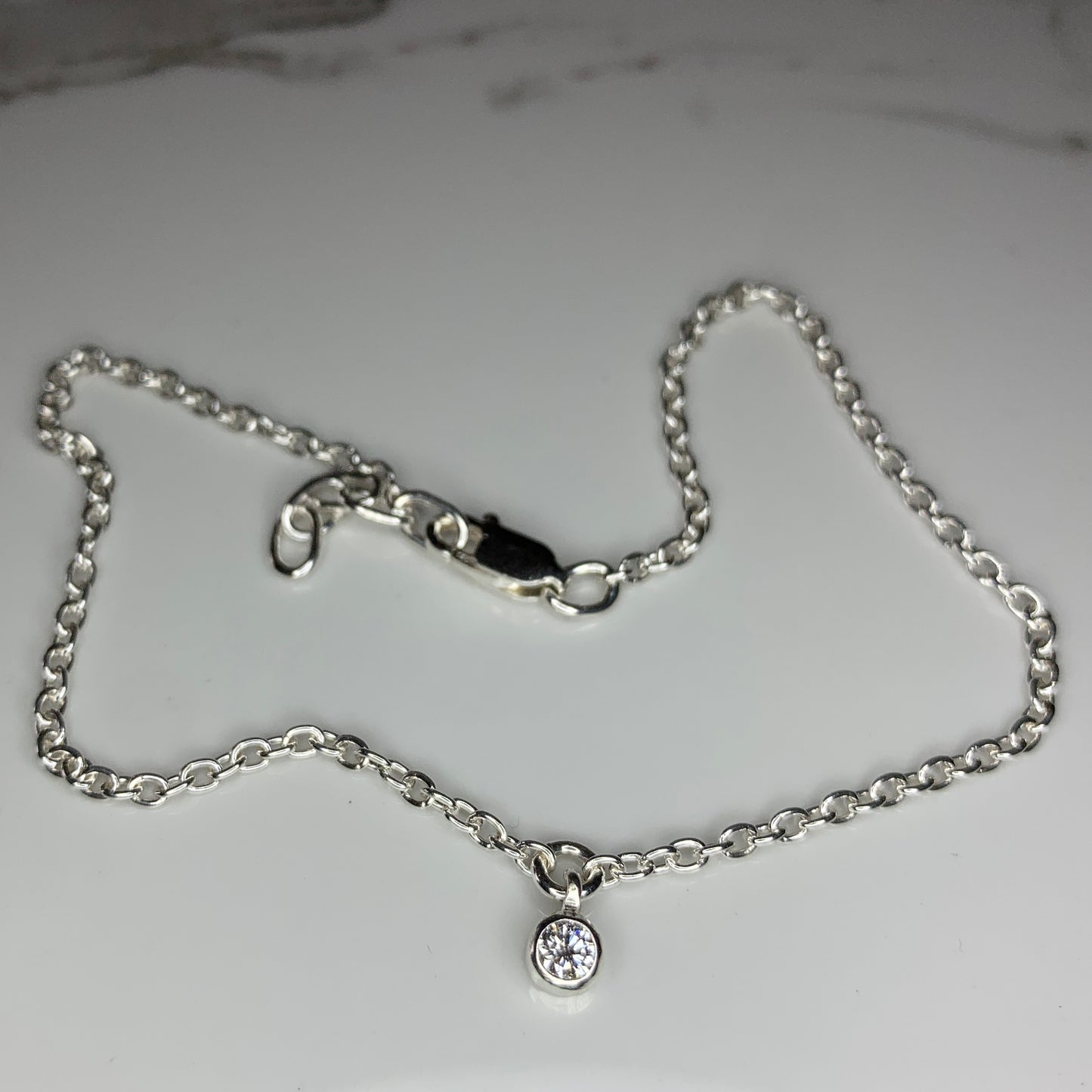 Anklet with 3mm, 0.10ct. Diamond pendant
