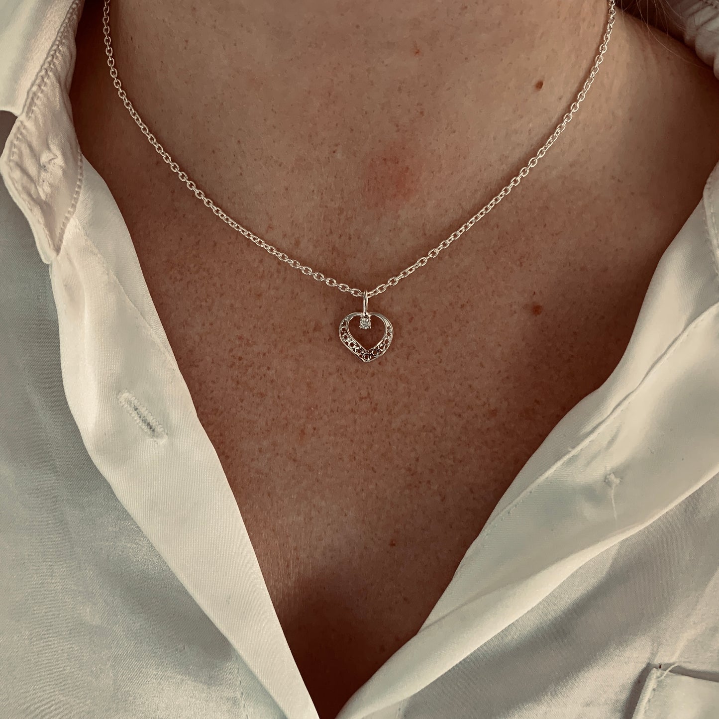 Heart Pendant with 2.5mm, 0.06ct. Diamond
