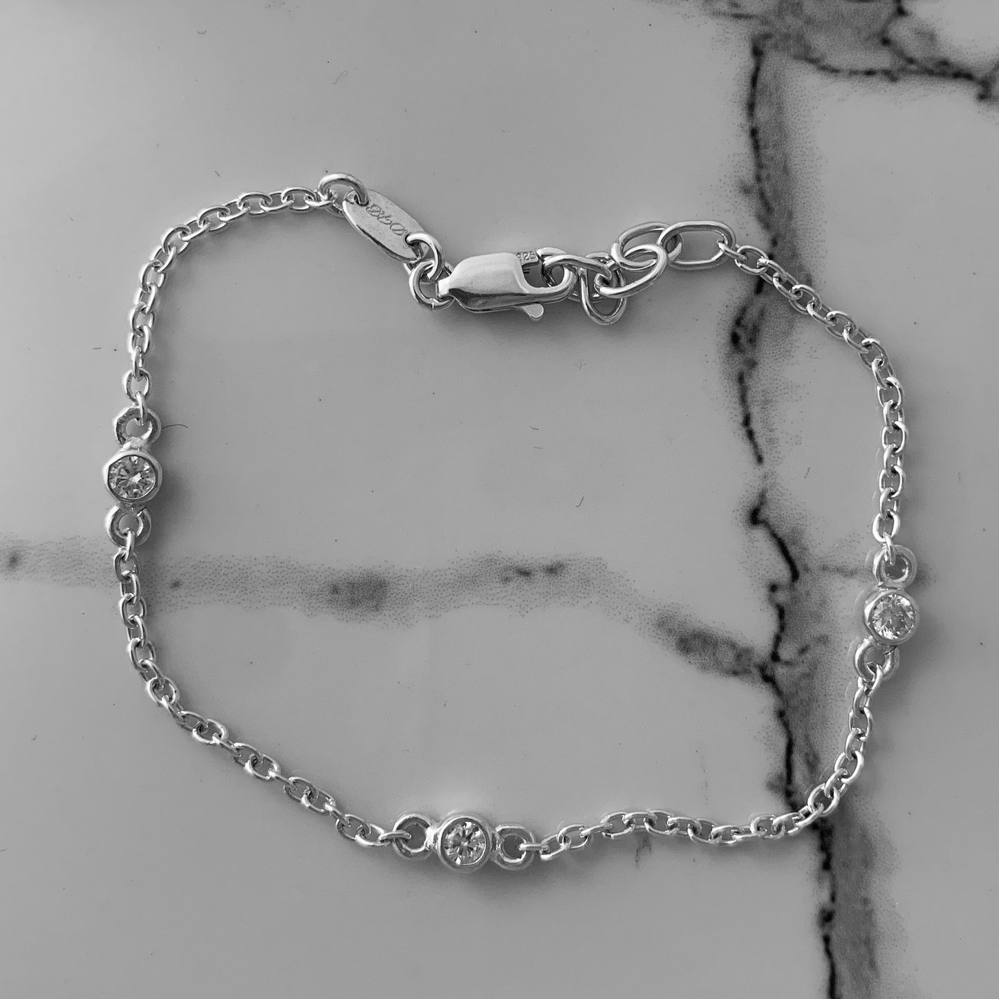 Trilogy Bracelet with 3x 3mm, 0.10ct. Diamonds.