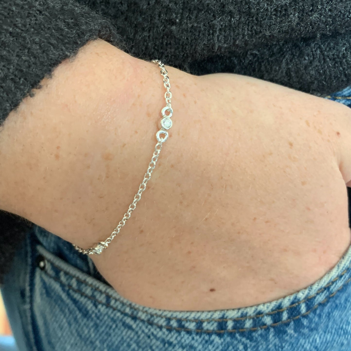 Trilogy Bracelet inset with 3x2.5mm, 0.06ct. Diamonds