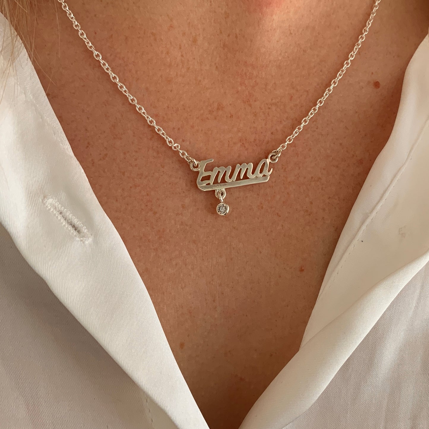Name Chain with 3mm, 0.10ct. Diamond