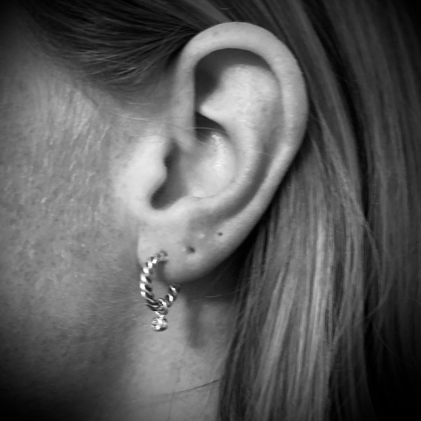 Convertible Rope Hoop Earring with 3mm, 0.10ct. Diamonds