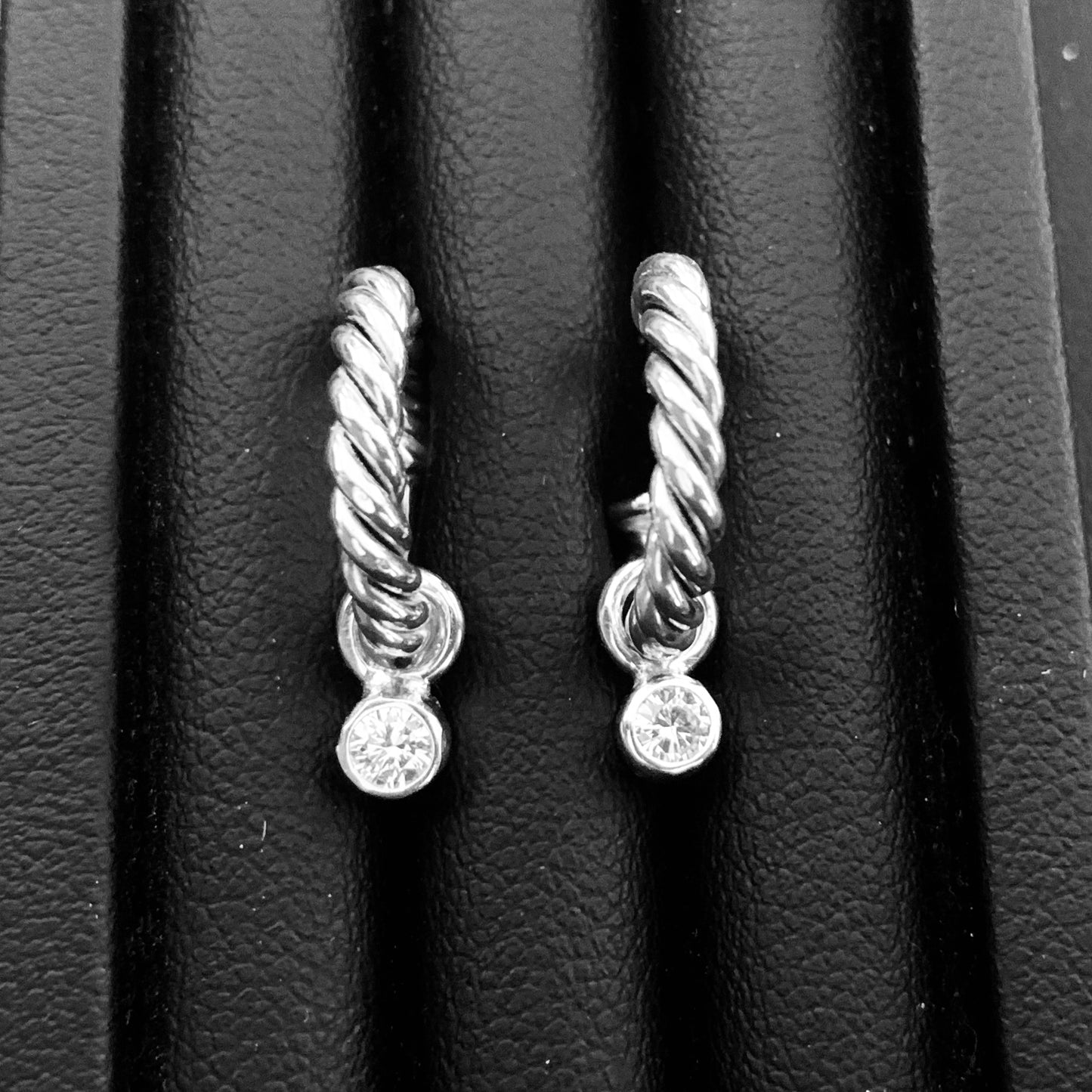 Convertible Rope Hoop Earring with 3mm, 0.10ct. Diamonds