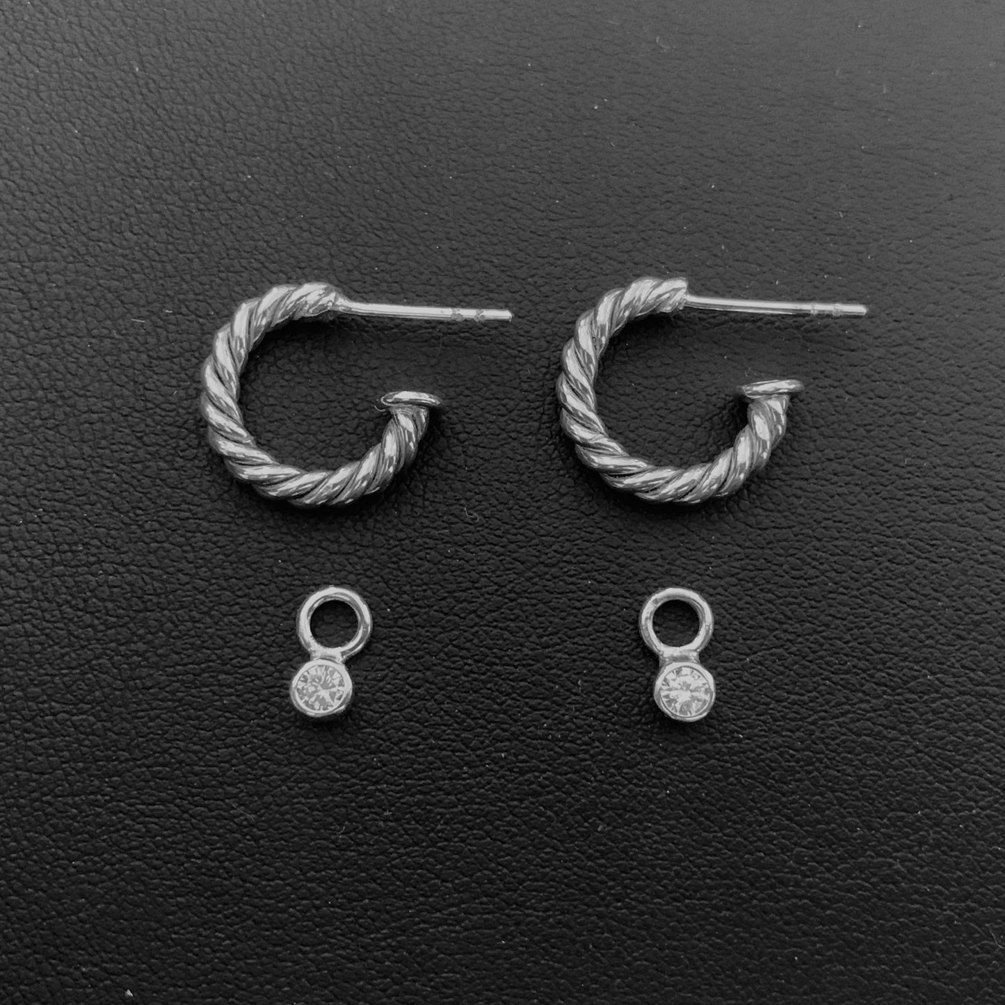 Convertible Rope Hoop Earring with 3mm, 0.10ct. Diamonds