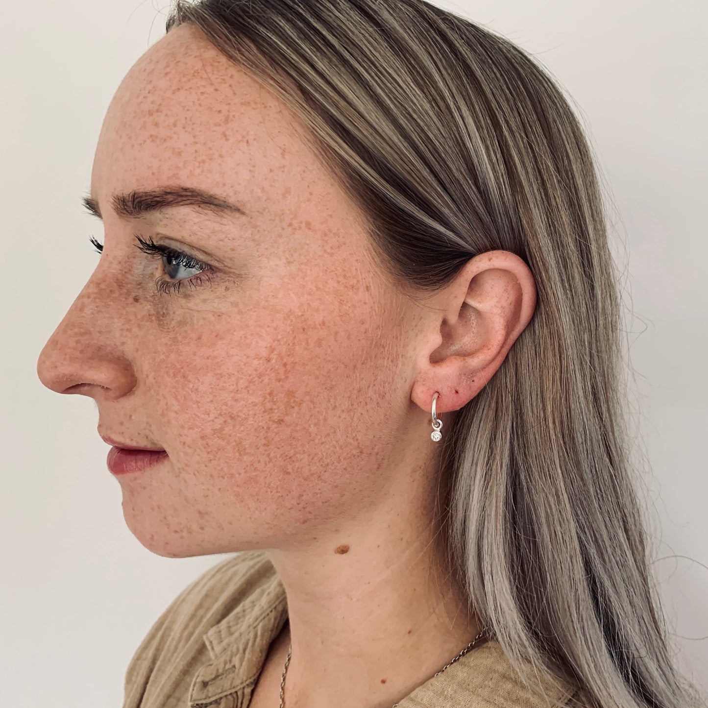 Convertible Plain Hoop Earring with 3mm, 0.10ct. Diamonds
