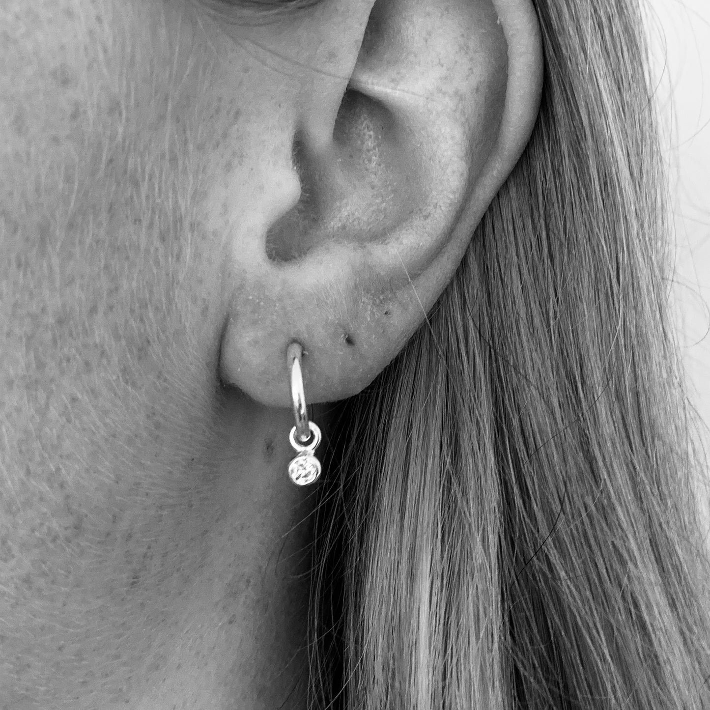 Convertible Plain Hoop Earring with 3mm, 0.10ct. Diamonds