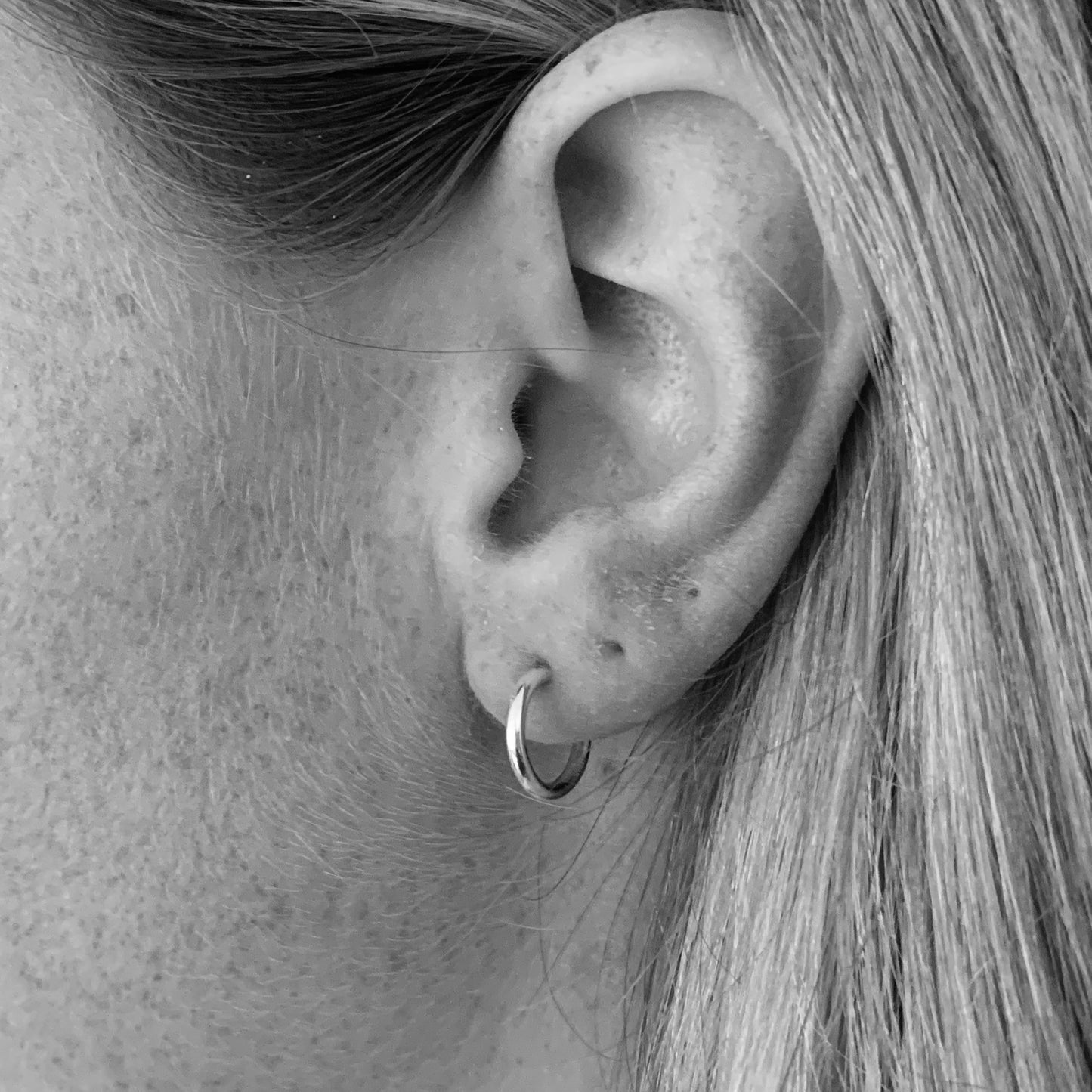 Convertible Plain Hoop Earring with 3mm, 0.10ct. Diamonds