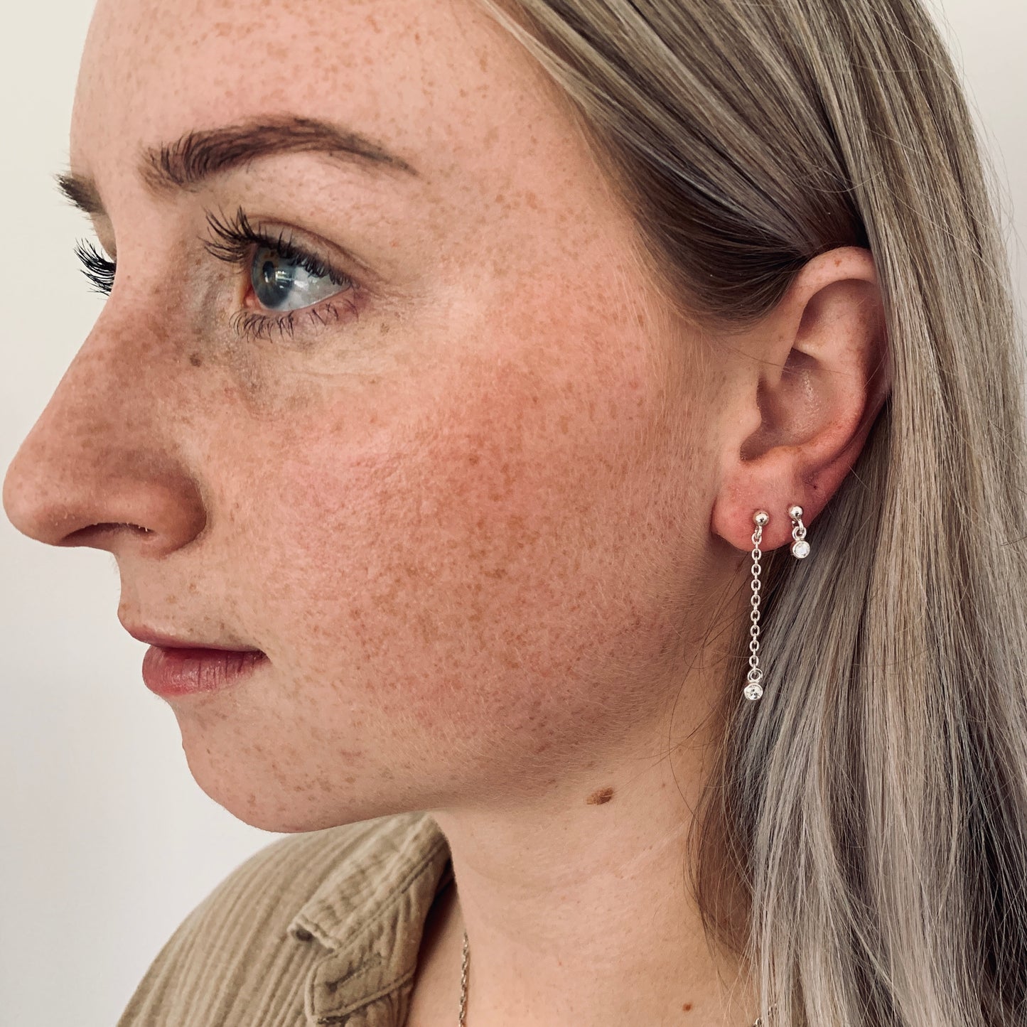 Petite Drop Earring with 3mm,0.10ct. Diamonds.