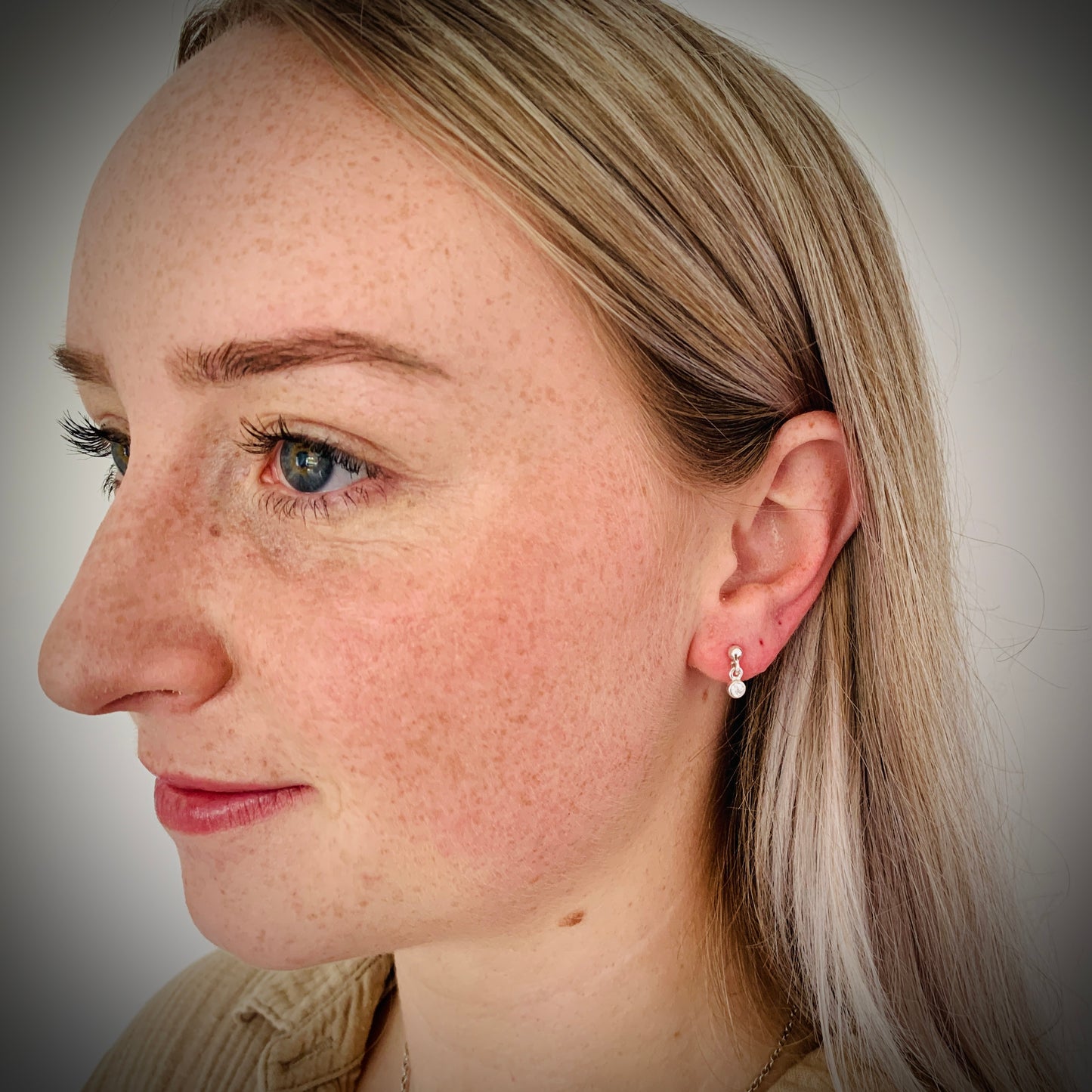 Petite Drop Earring with 3mm,0.10ct. Diamonds.