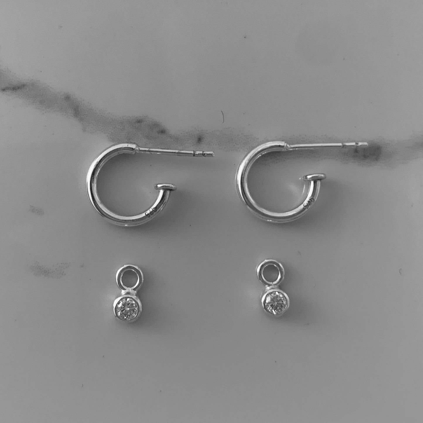 Convertible Plain Hoop Earring with 3mm, 0.10ct. Diamonds