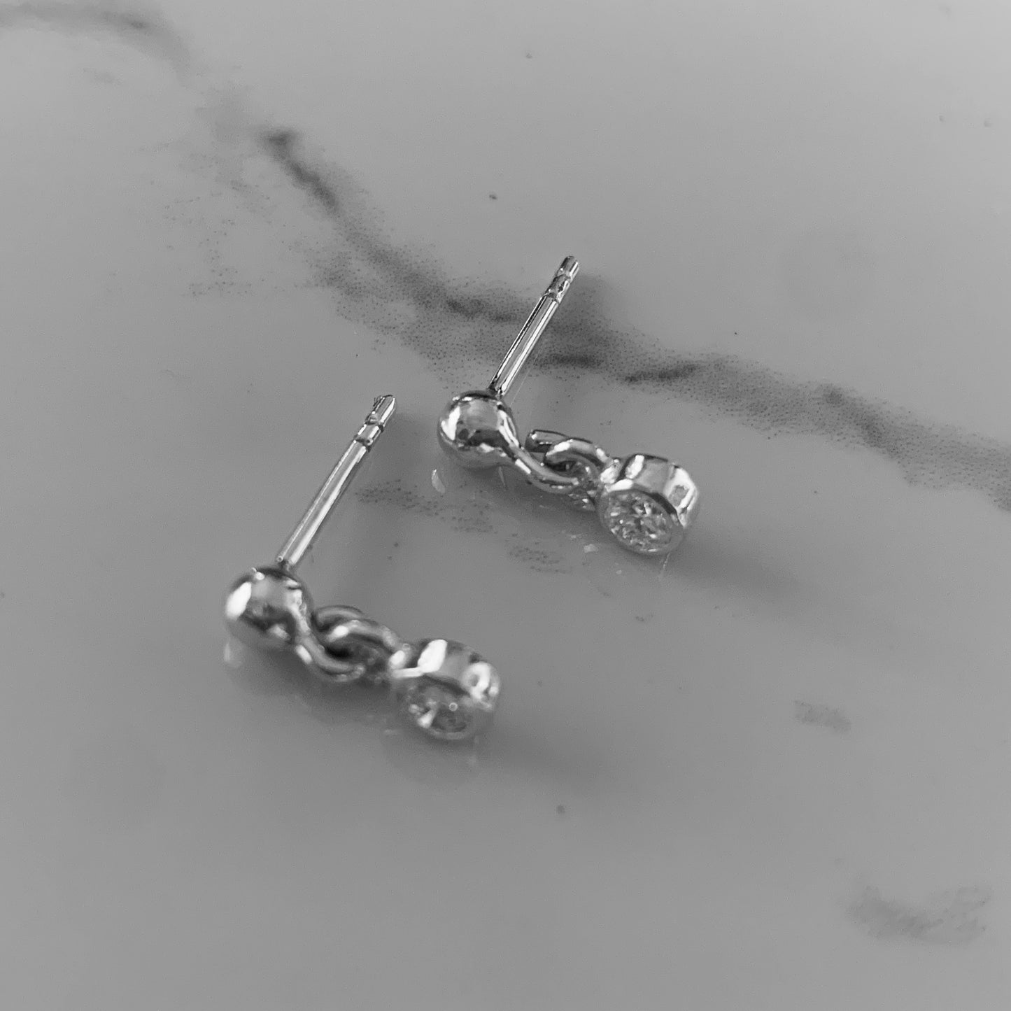 Petite Drop Earring with 3mm,0.10ct. Diamonds.