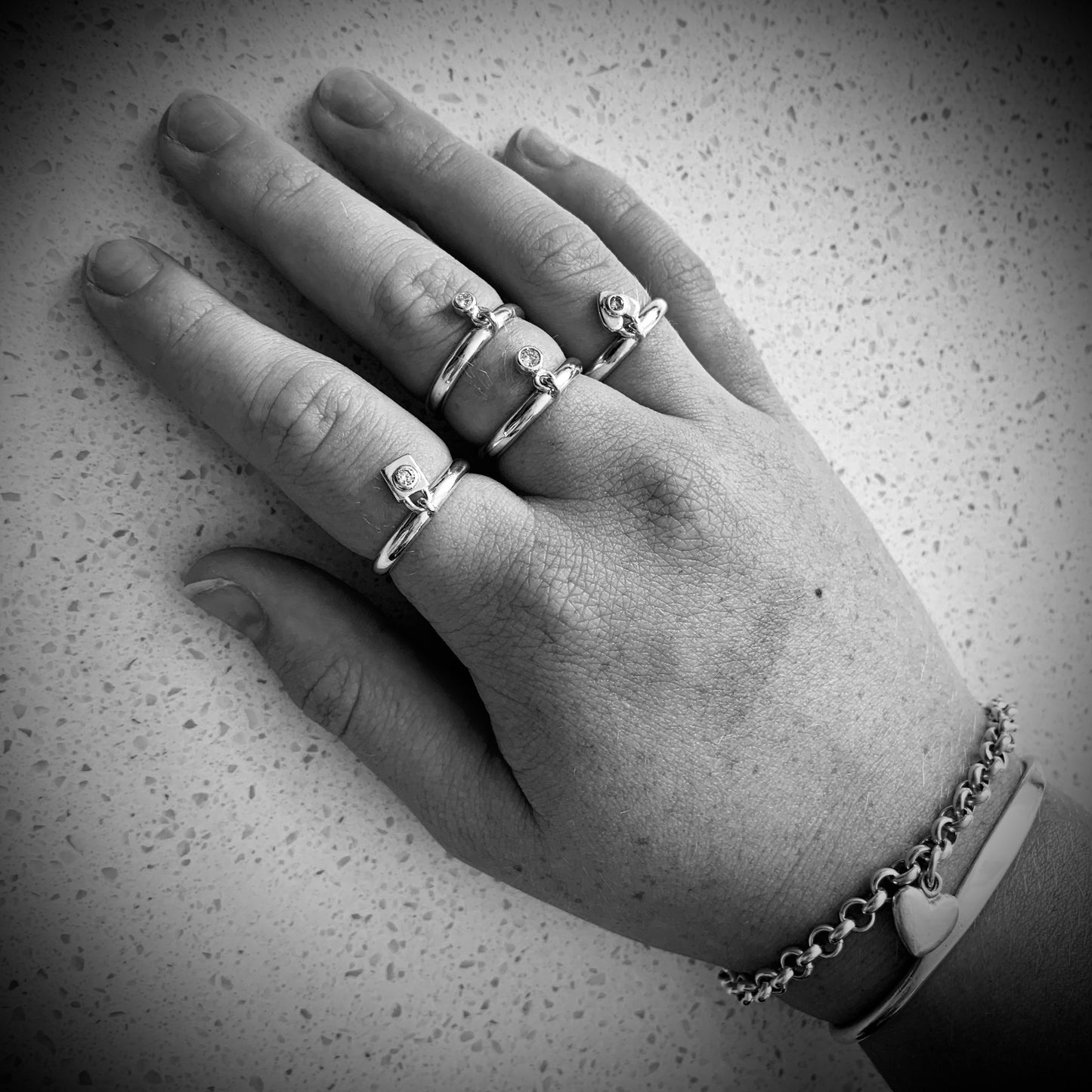 Charm Ring Padlock with 2.5mm, 0.06ct. Diamond.