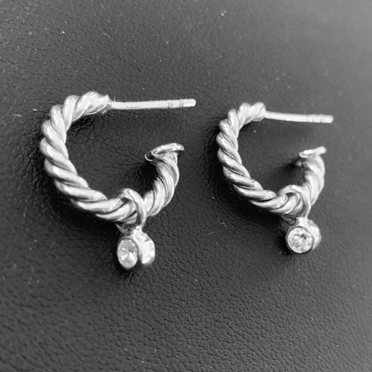 Convertible Rope Hoop Earring with 3mm, 0.10ct. Diamonds