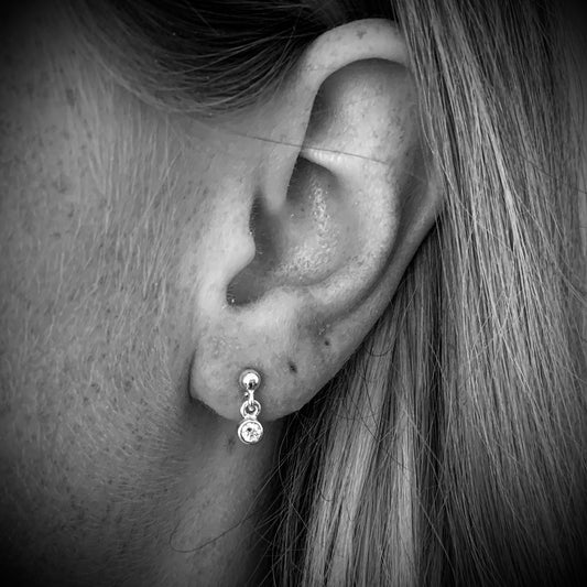 Petite Drop Earring with 3mm,0.10ct. Diamonds.