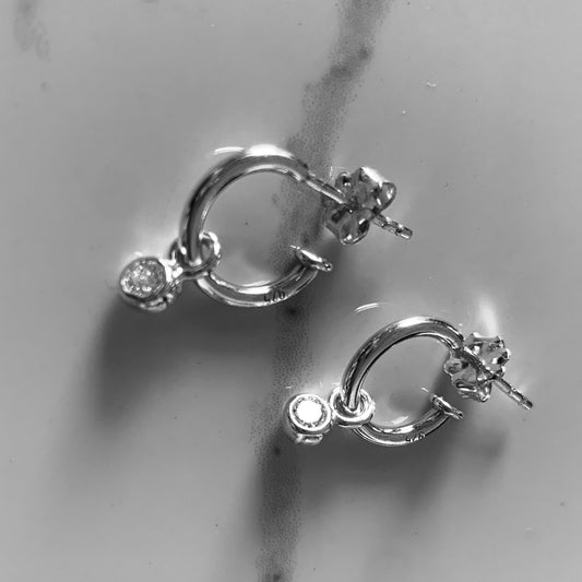 Convertible Plain Hoop Earring with 3mm, 0.10ct. Diamonds